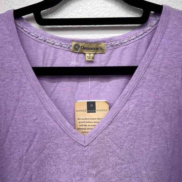 Democracy Womens Tank‎ Top Small Purple V-Neck Linen Blend Front Tie Knot - Picture 5 of 8